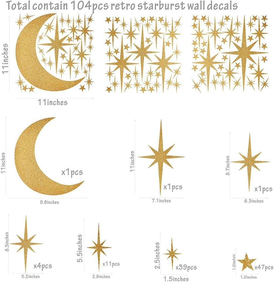 Celestial Retro Starburst Wall Decals – Perfect for Nursery and Bedroom Walls
