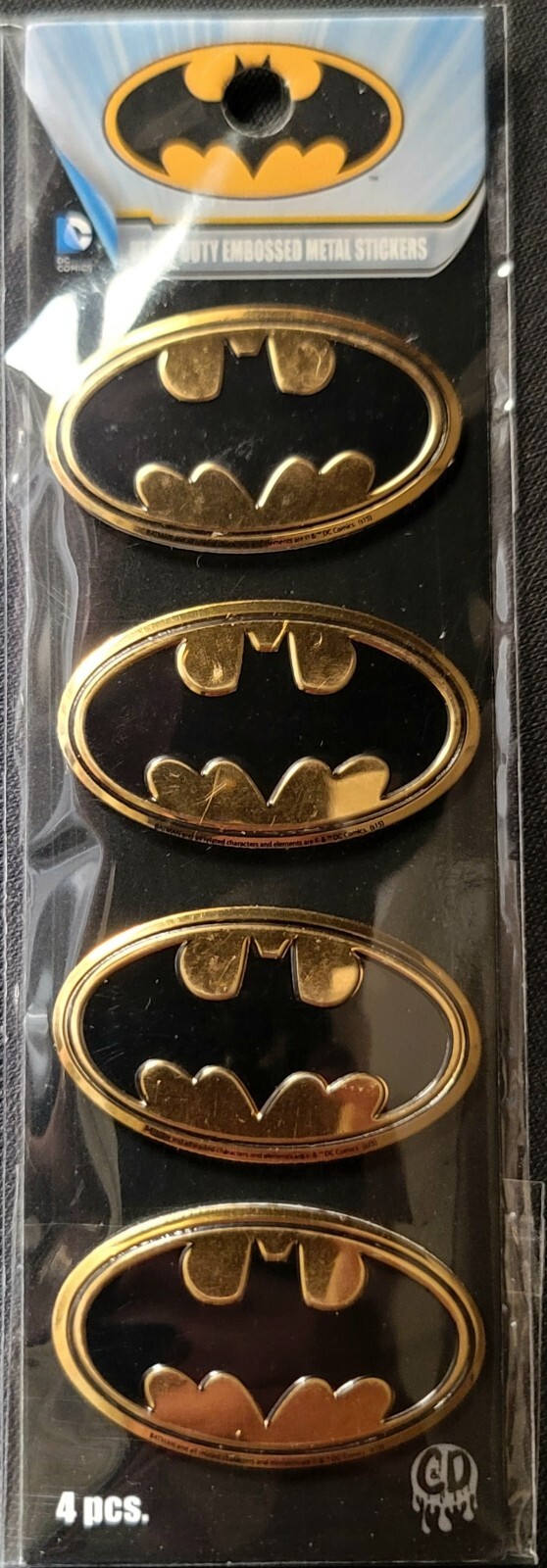 BATMAN METAL STICKER “4 MINI PACK” (DISCONTINUED) 1 5/8 X 1″ SIZE GREAT GIFT