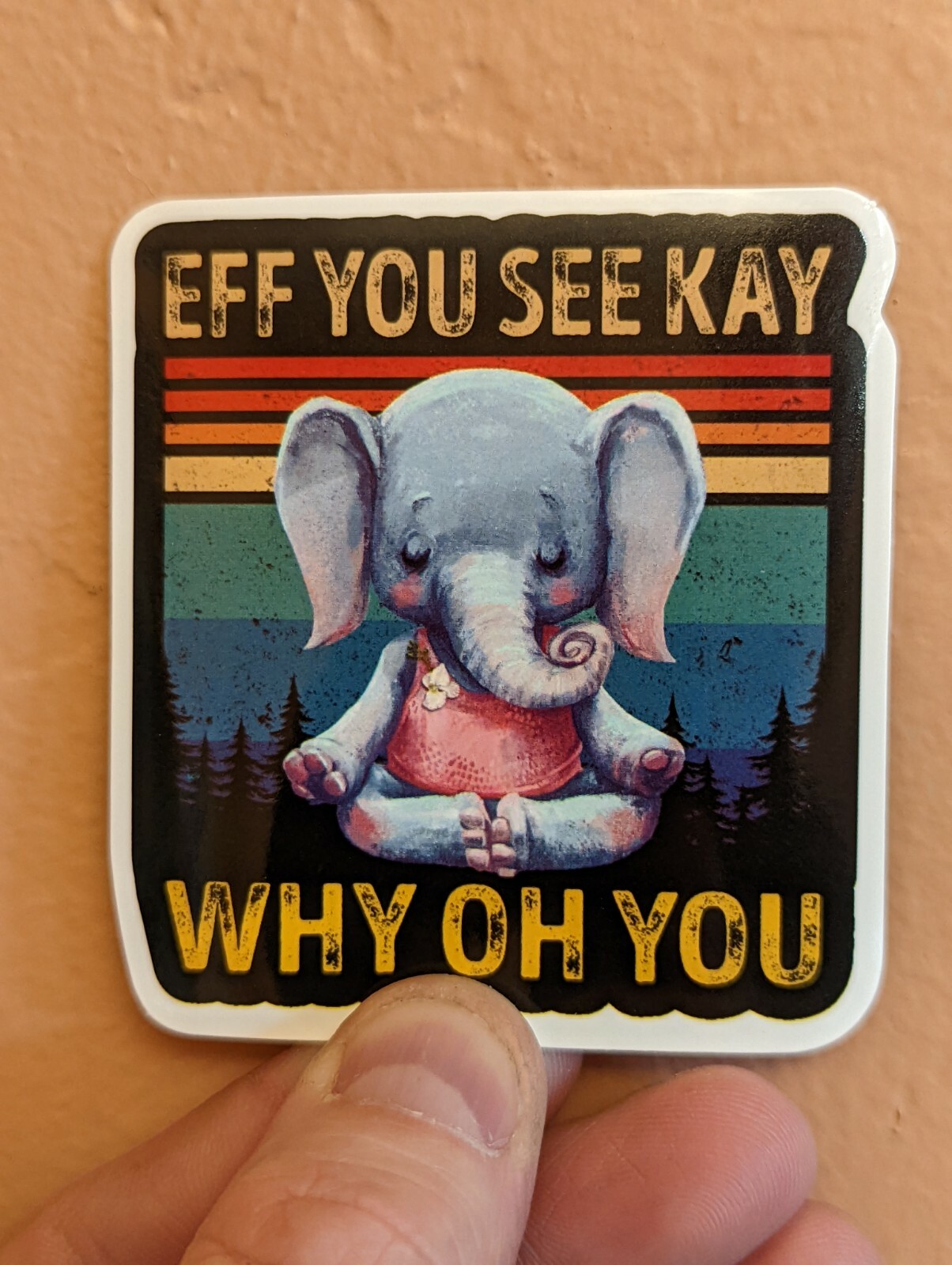 5-pack cute elephant meditating yoga funny sticker 3″ waterproof