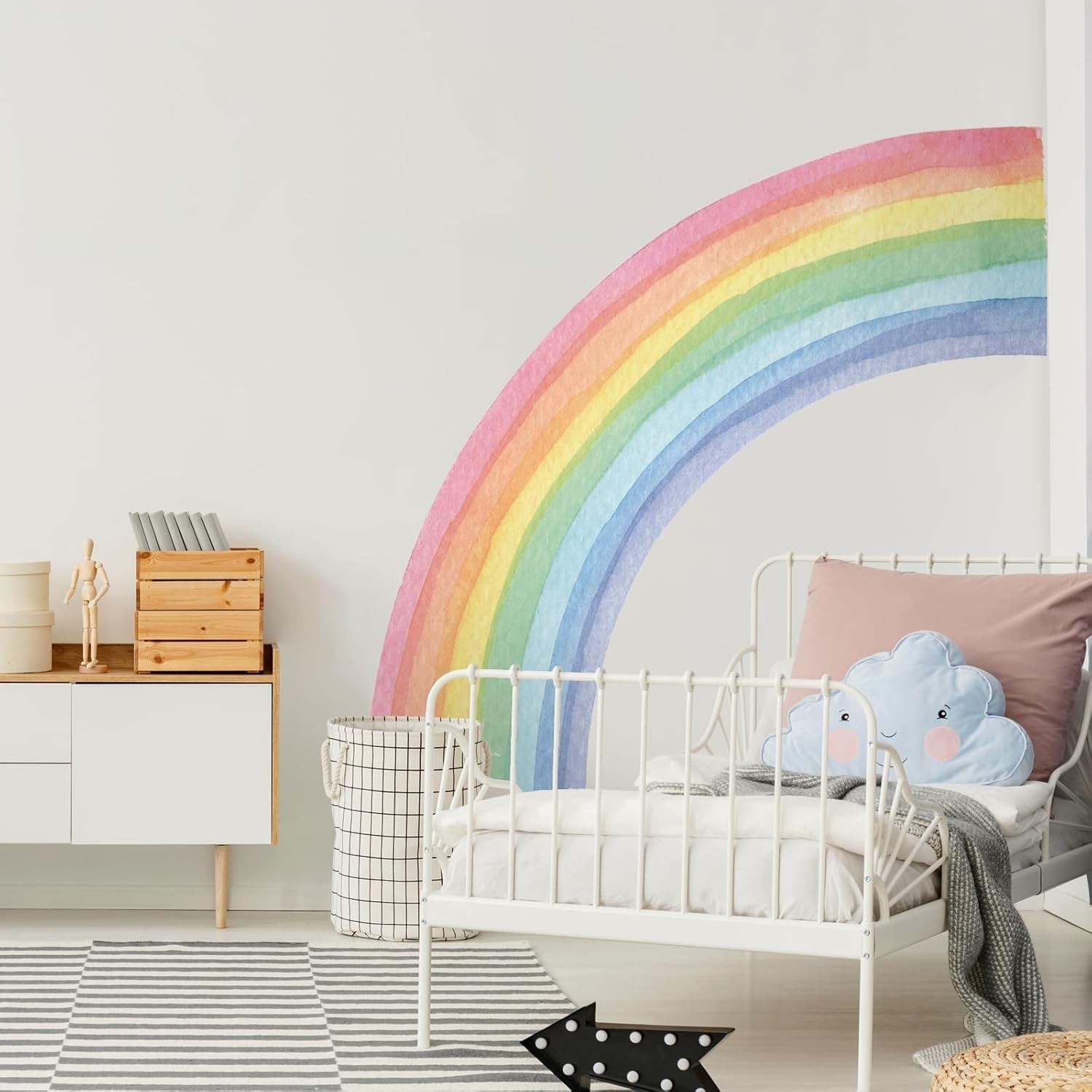 55″x63″ Large Rainbow Wall Stickers, Mural Watercolor Half Rainbow Wall Decal…