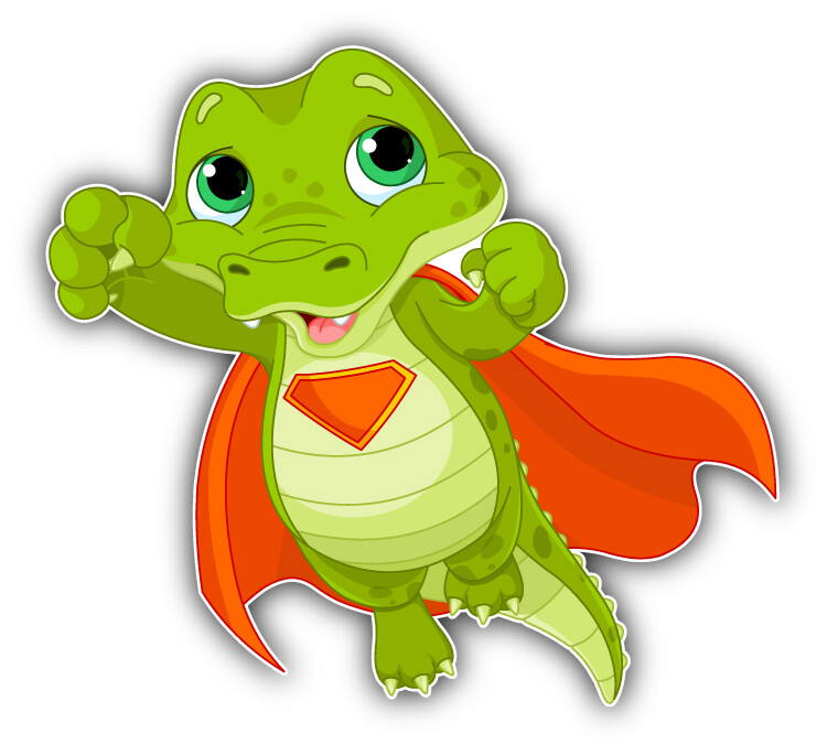 Crocodile Super Hero Cartoon Car Bumper Sticker Decal