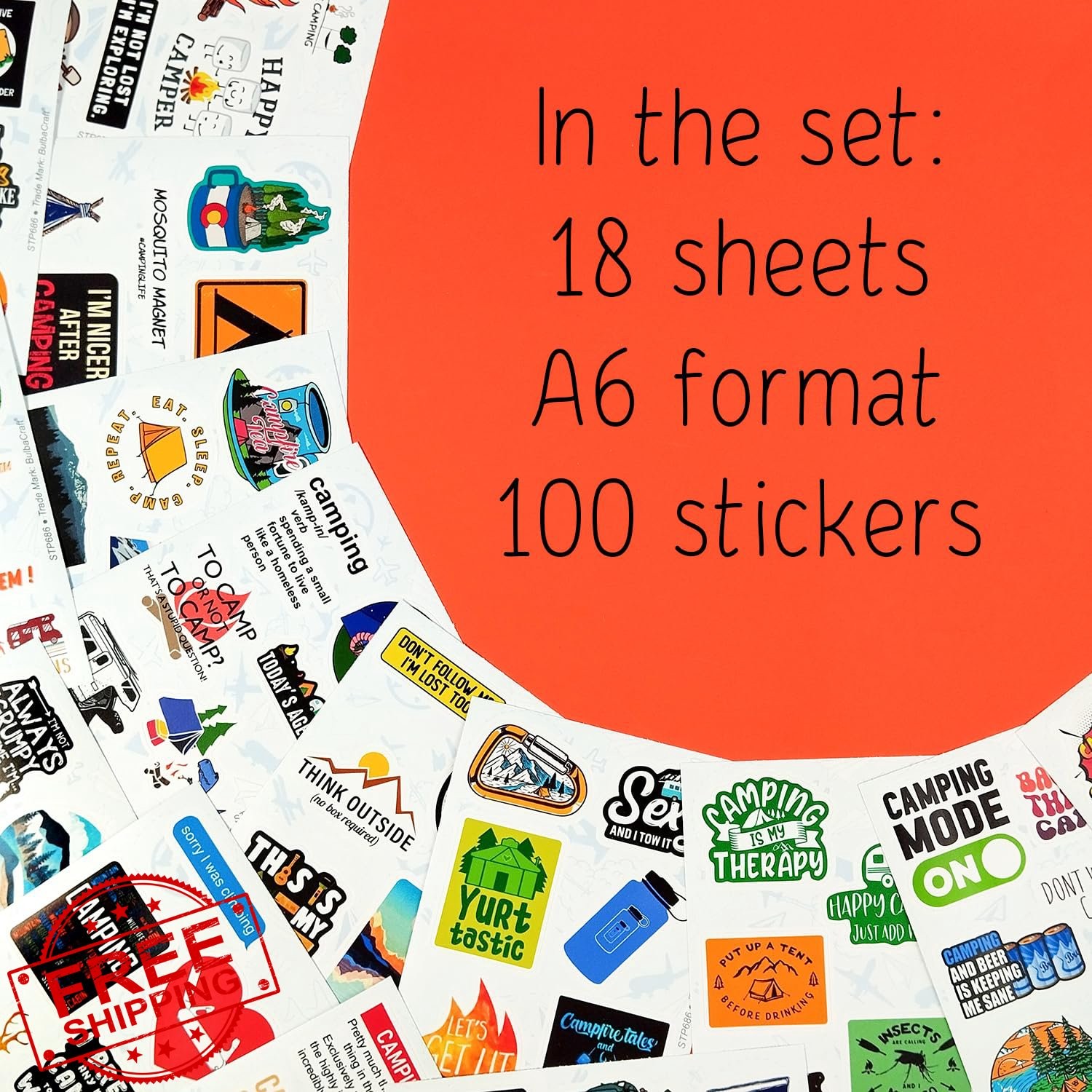 BulbaCraft 100 Pcs Camping Stickers