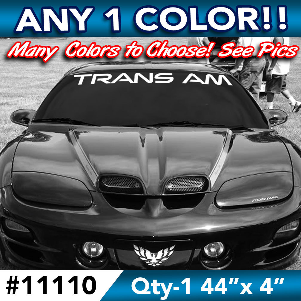 PONTIAC TRANS AM WORD WINDSHIELD DECAL STICKER 44″w x4″h in ANY COLOR