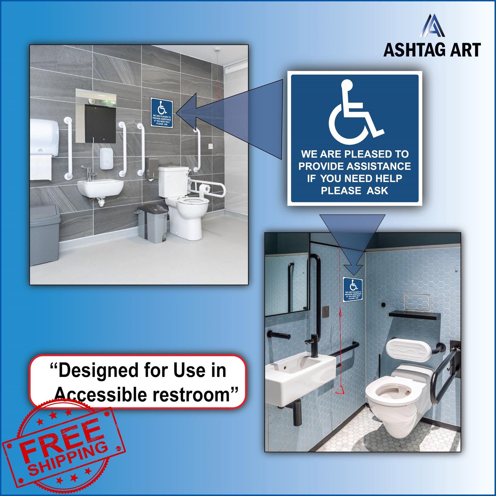 Ashtag Art Handicap Accessible Sticker 6×6 Inches