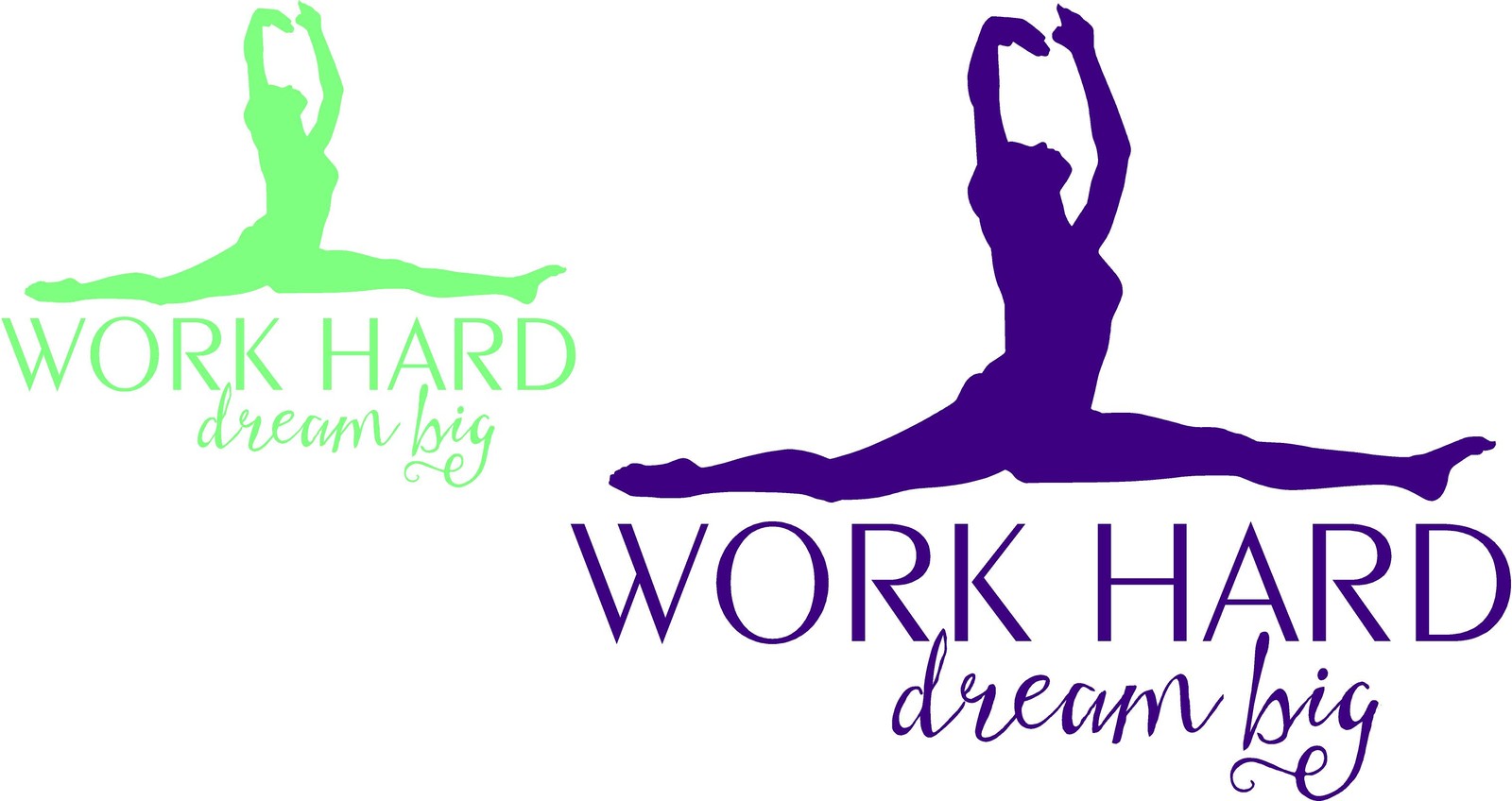 Work Hard Dream Big with dancer vinyl graphic art girls gymnasts bedroom decor