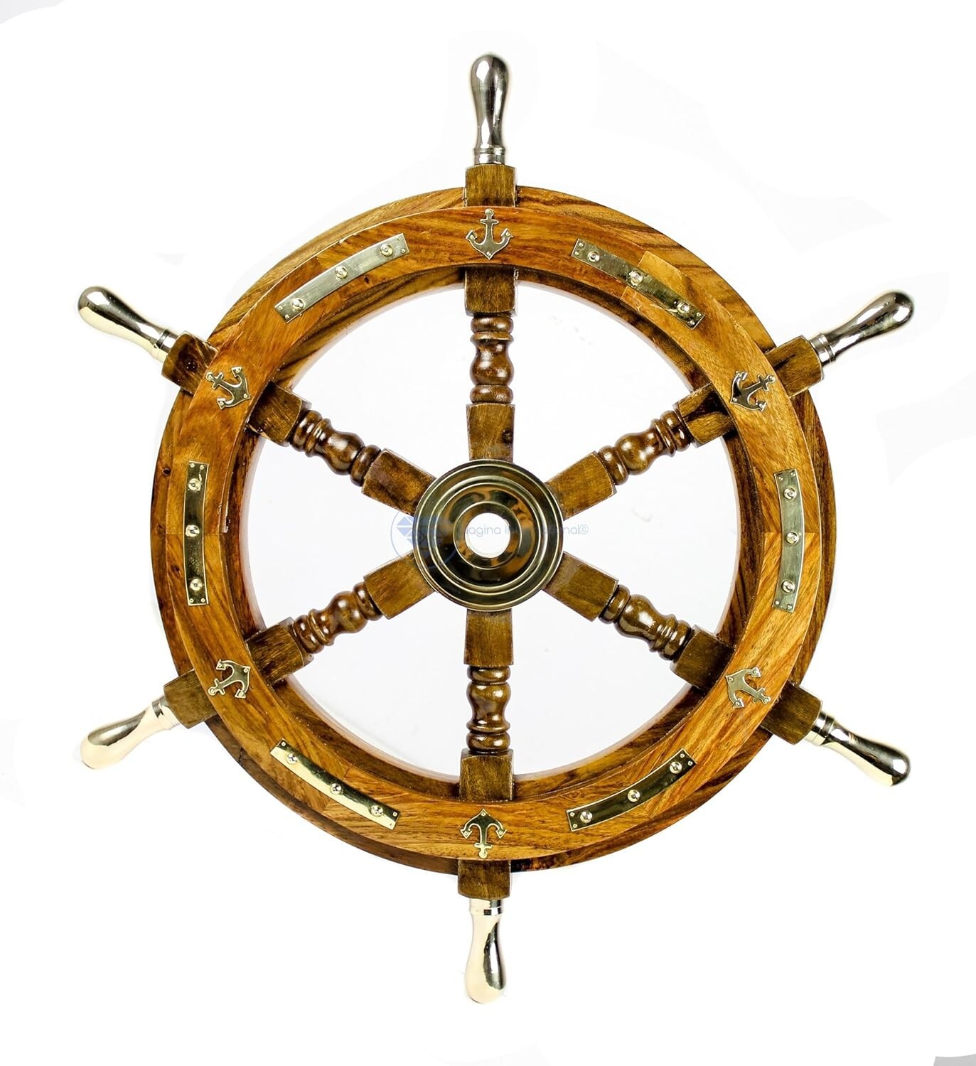 Nautical Premium Sailor’s Brass & Wooden Ship 18 Inches Wheel | Luxury Gift
