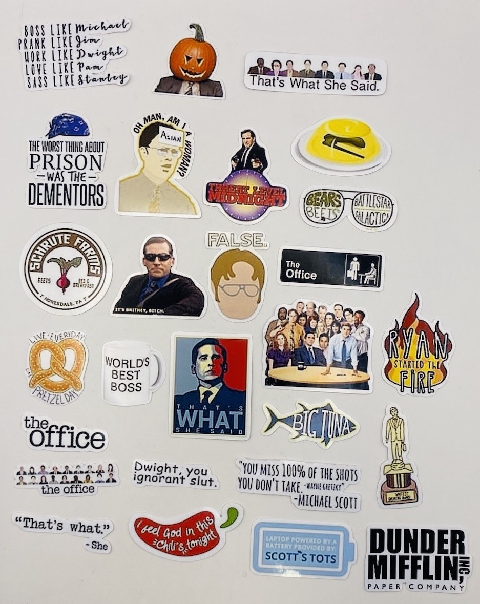 27 Pack The Office Dunder Mifflin Inspired Waterproof Sticker Bulk Laptop Xbox
