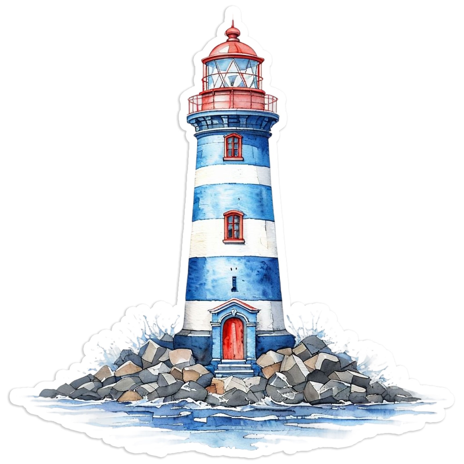 Blue White Lighthouse – Vinyl Decal Sticker – Car Window Laptop – #1672
