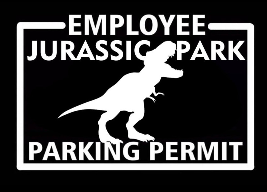 Jurassic Park Employee Parking Permit Two PK White 5″ Funny Vinyl Decal Windows