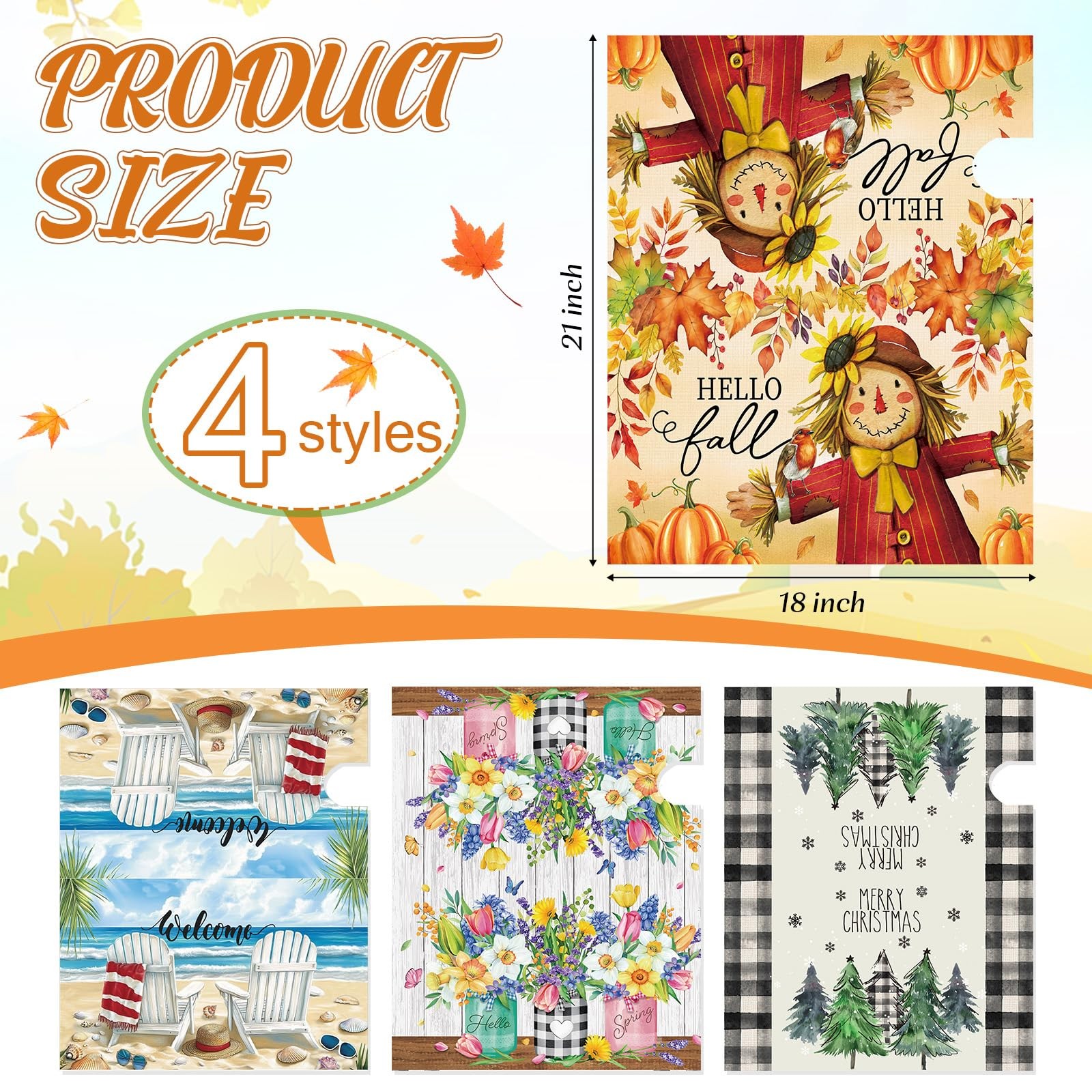 Blosssound 4 Pcs Mailbox Covers Standard Size 18 x 21 Inch Welcome Multicolor