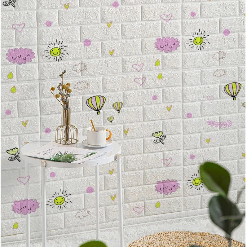 3D Foam Brick Wall Decals Self Adhesive Waterproof Wallpaper for Living Room TV