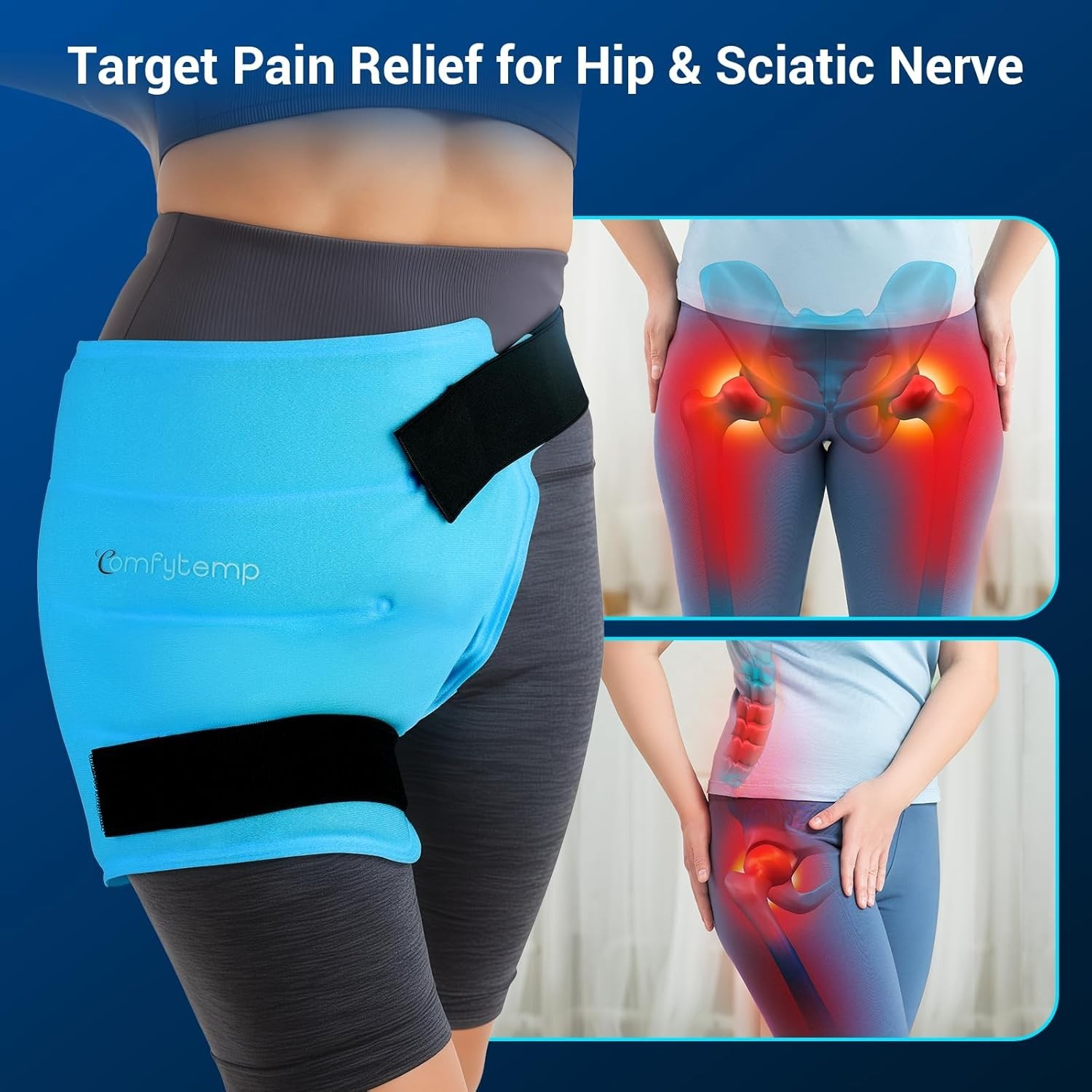 Hip Ice Pack Wrap for Sciatica, Hip Replacement Kit, Reusable Gel Ice Pack fo…