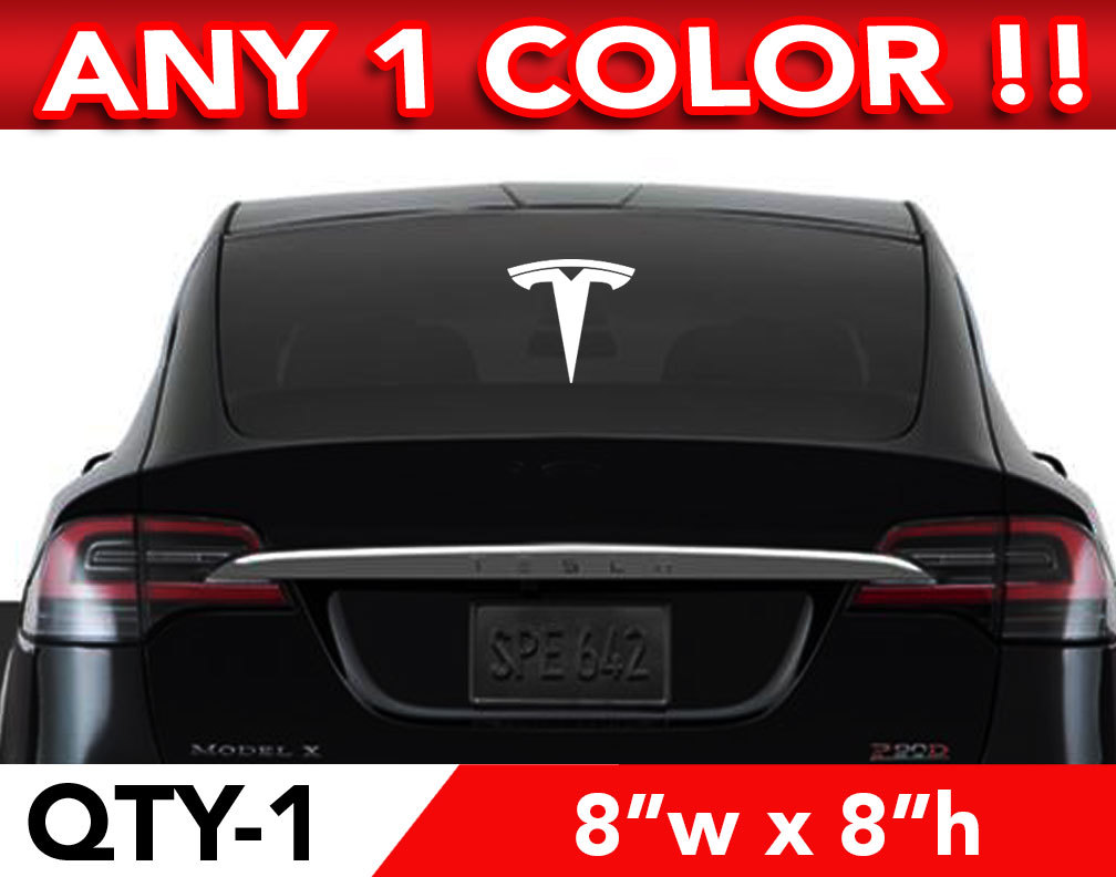 TESLA “T” MODEL- S / X WINDOW / WALL / AUTO DECAL STICKER 8″ x 8″ ANY 1 Color