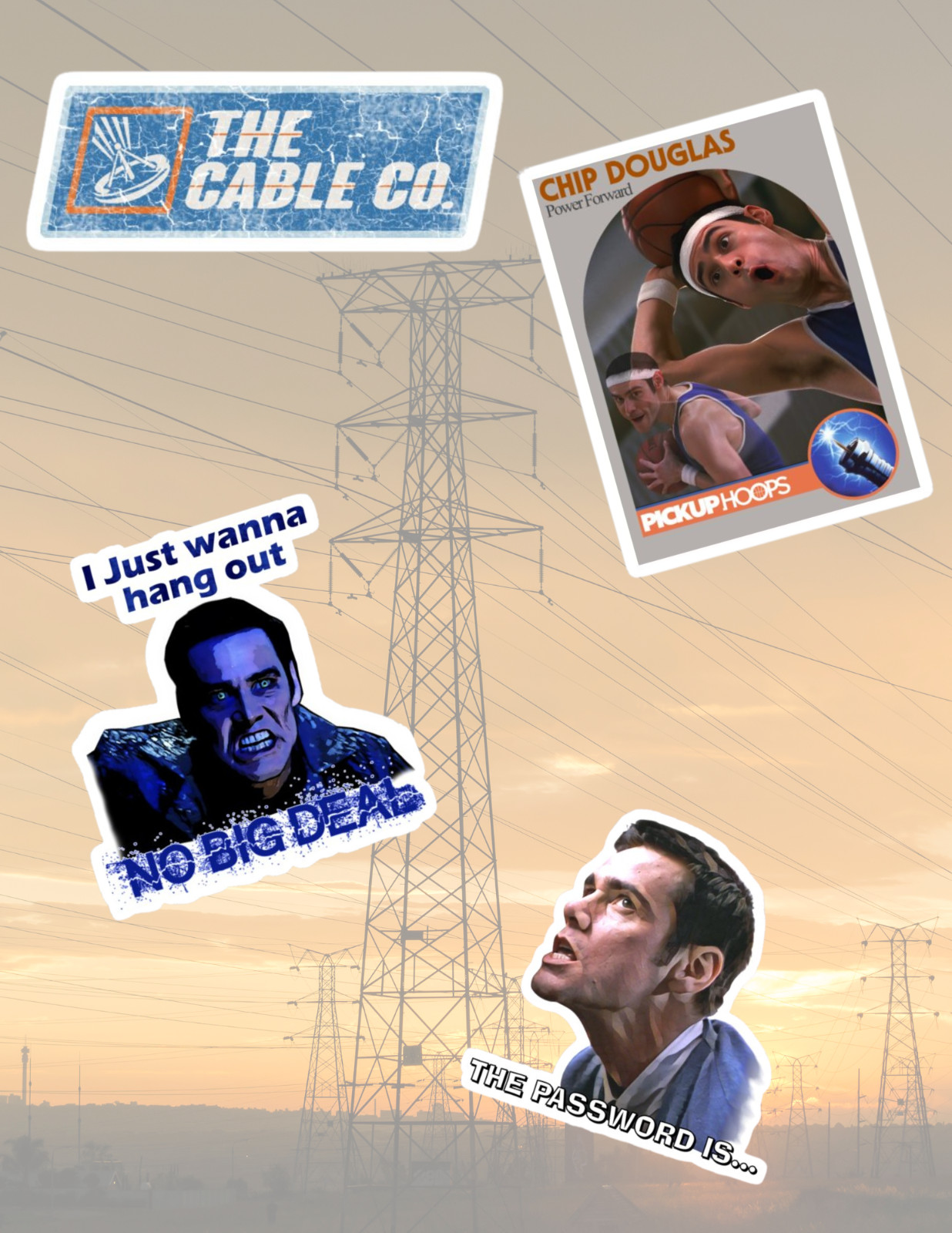 Cable Guy 90’s Movie 4pc Stickers Pack