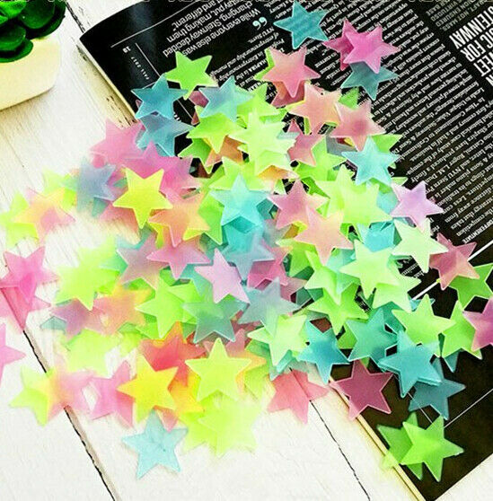 Multicolor 200 Glow in the Dark Star Kid Baby Wall Ceiling Plastic Sticker Decal