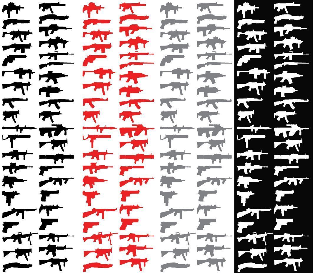 100 – 2″ Universal Machine Gun Rogue Decals Without Triggers Show Status Sticker
