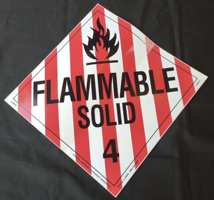 FLAMMABLE SOLID Sticker Sign Decal 10 3/4 X 10 3/4″ Red White Black – 24 PACK