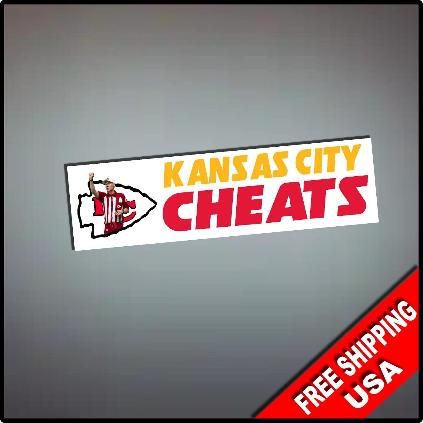 Kansas City Chiefs Funny Bumper Sticker Cheats Mahomes Swift Kelce 9″ Decal KC
