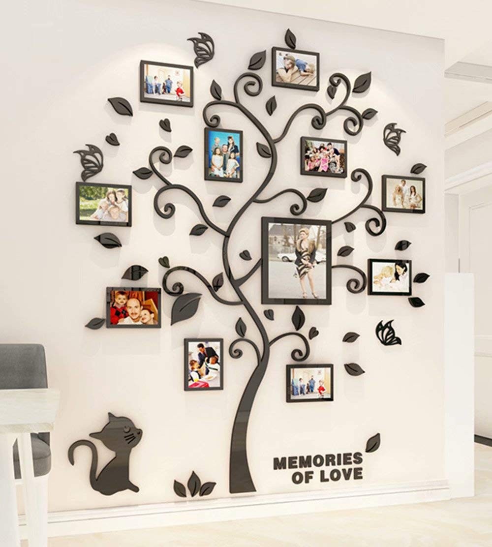 Family Tree Wall Decal Black Vinyl 3D Photo Frame Medium