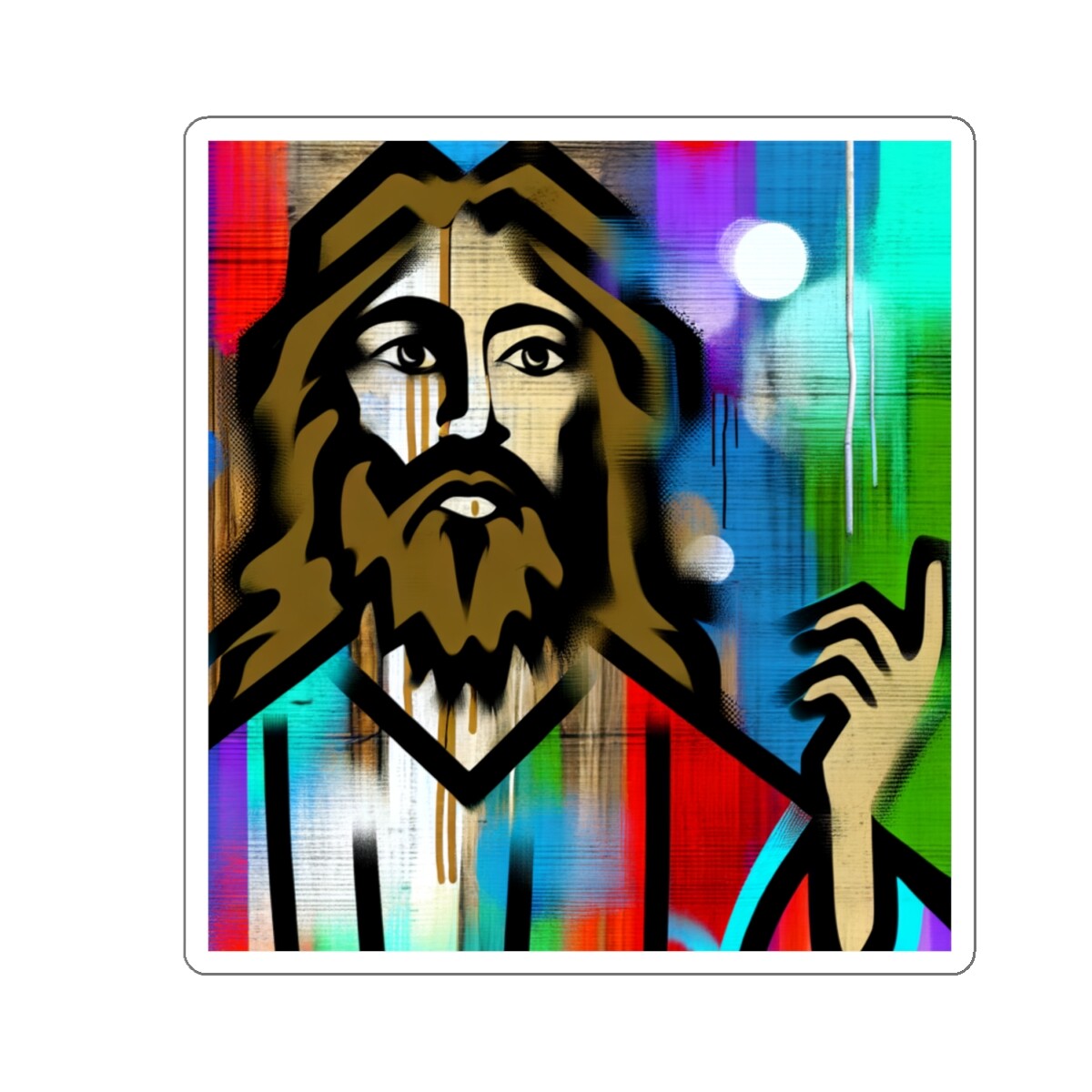 Sticker Modern Christian Art Graffiti Style Jesus Christ Bible 2×2 3×3 4×4 6×6