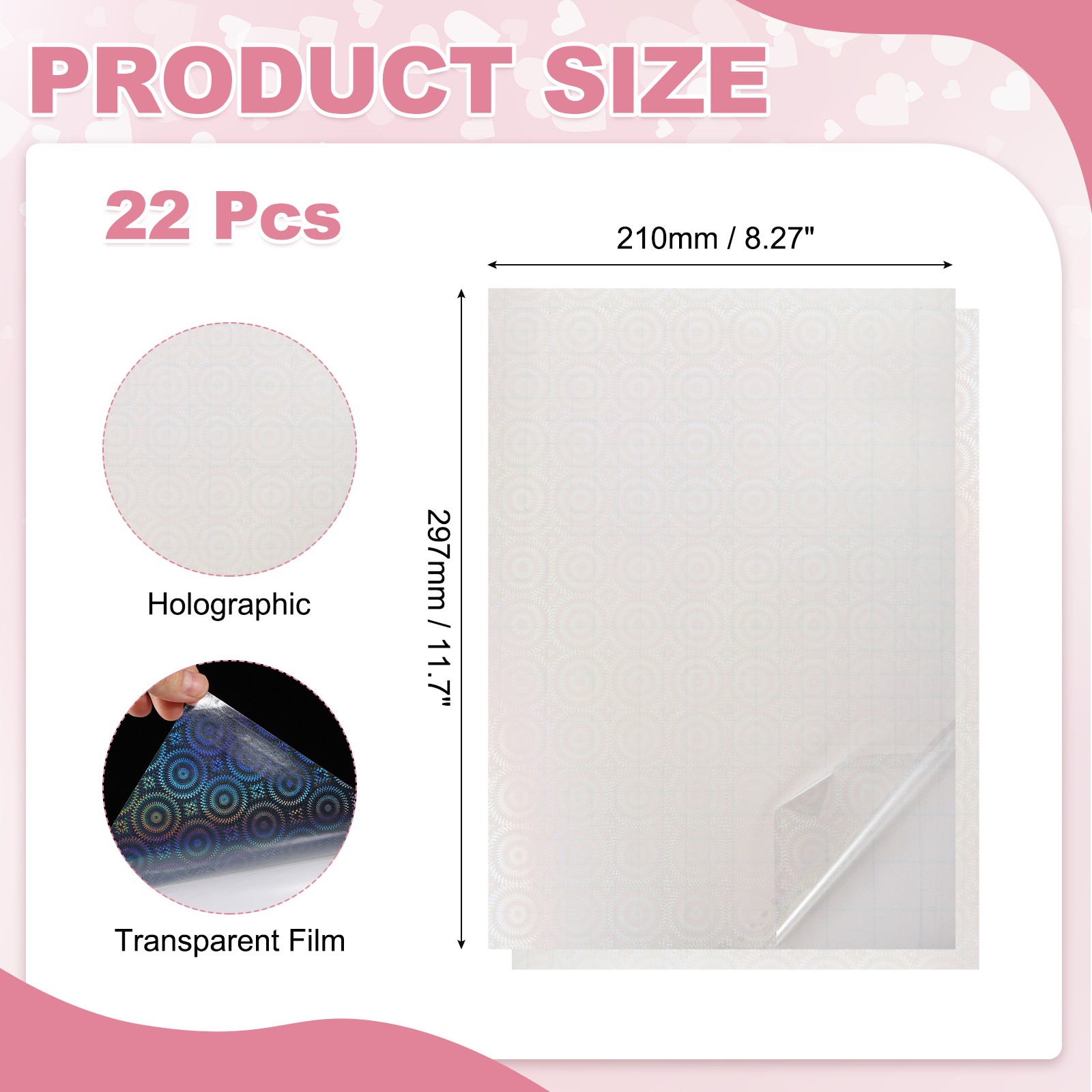 22pcs 21x30cm A4 Self Adhesive Film Holographic Adhesive Sheets