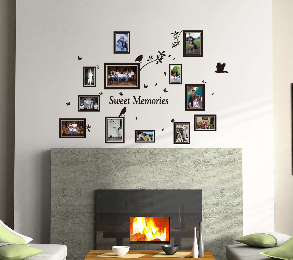 Multi Size Photo Frames with Birds, DIY Wall Art Vinyl Stickers- HIGH QUALITY