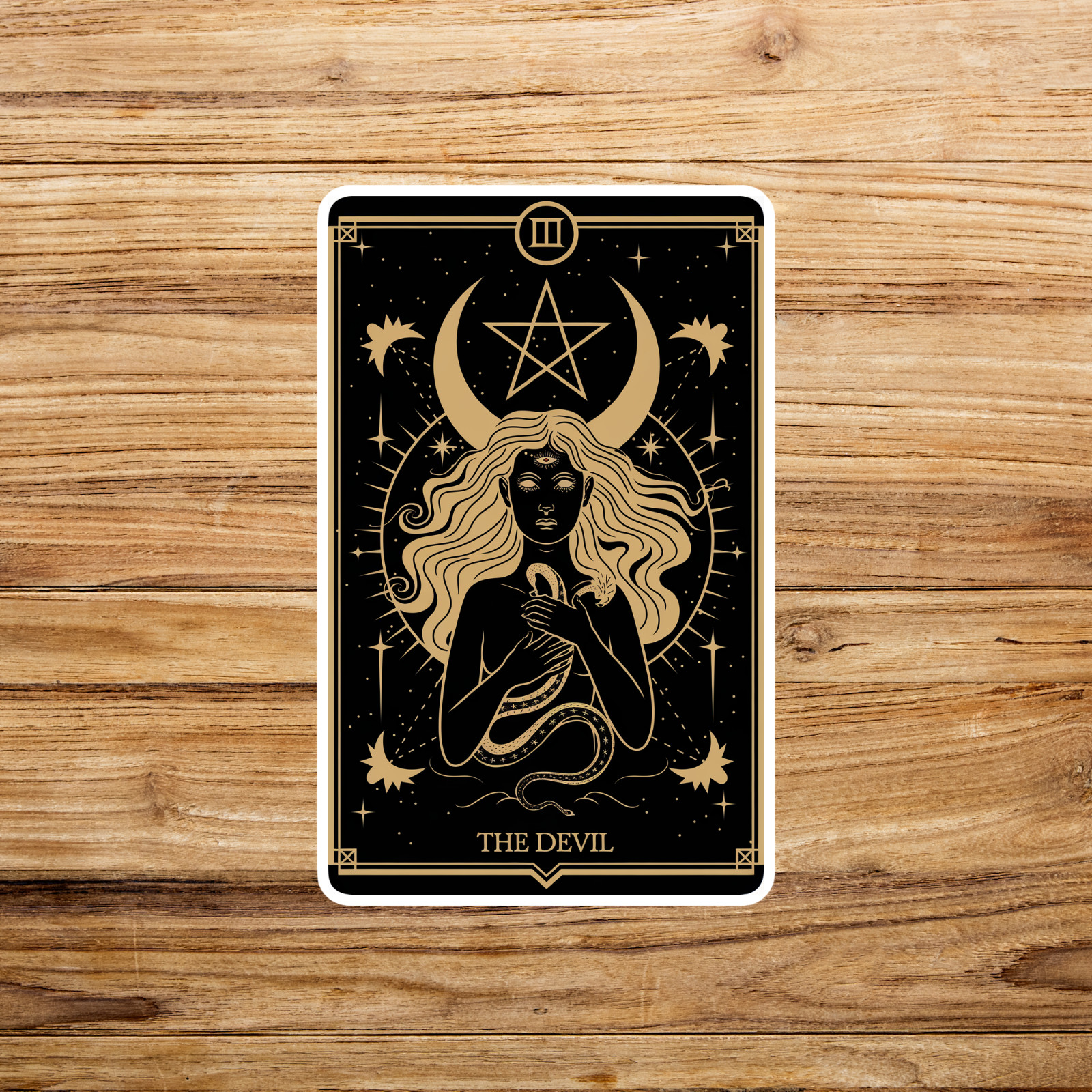 Mystical Devil Tarot Card Sticker – Occult Gothic Decal for Witches #2234