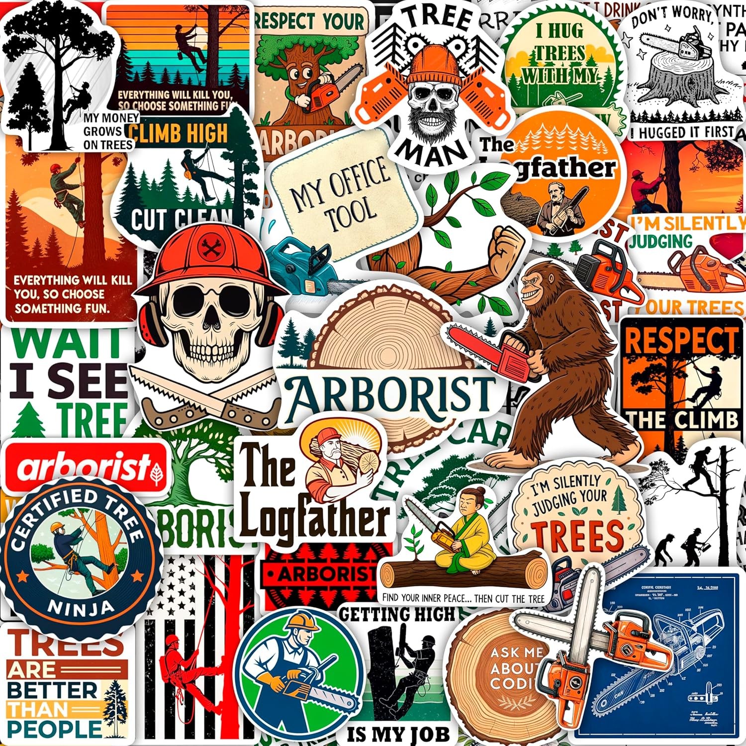Fun Arborist Stickers Pack for Hard Hats, Laptops, Water Bottles, and More