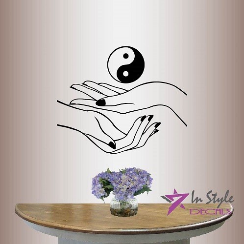 Vinyl Decal Yin Yang Symbol Woman Hands Wall Sticker Mural Decor Any Room 1998