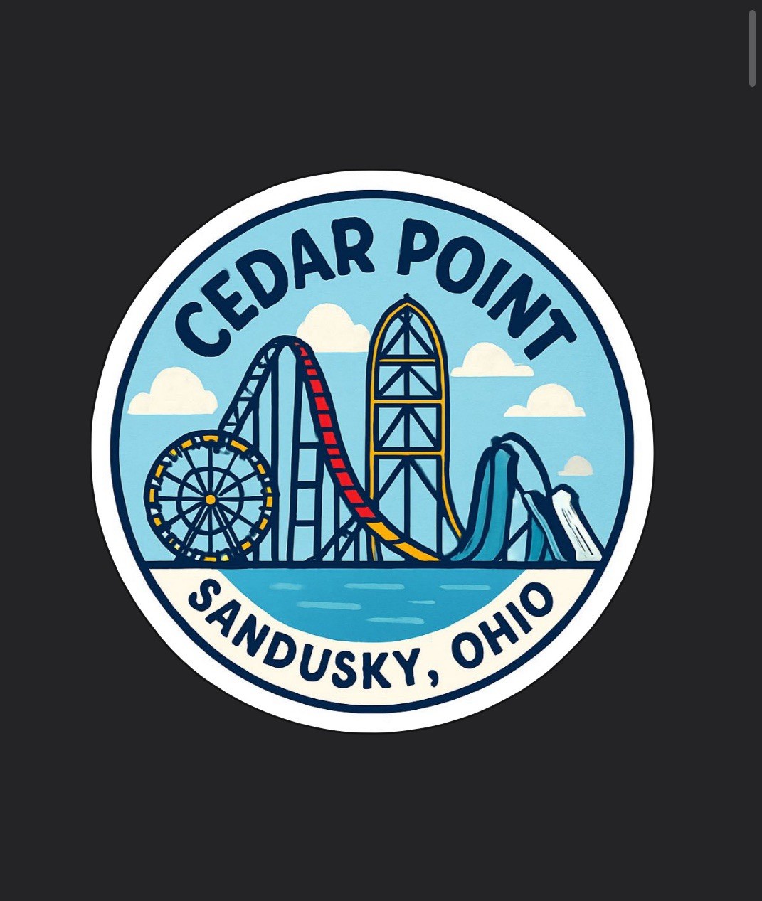 Cedar Point Vinyl 3” Round Sticker Amusement Park Collectible Souvenir