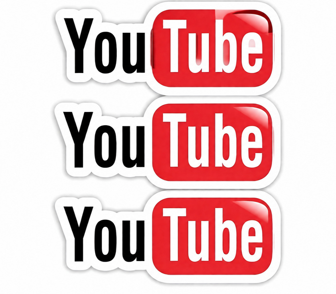 YouTube Logo Vinyl Sticker Decal 6×3 Waterproof Car Laptop Window Pack of 3