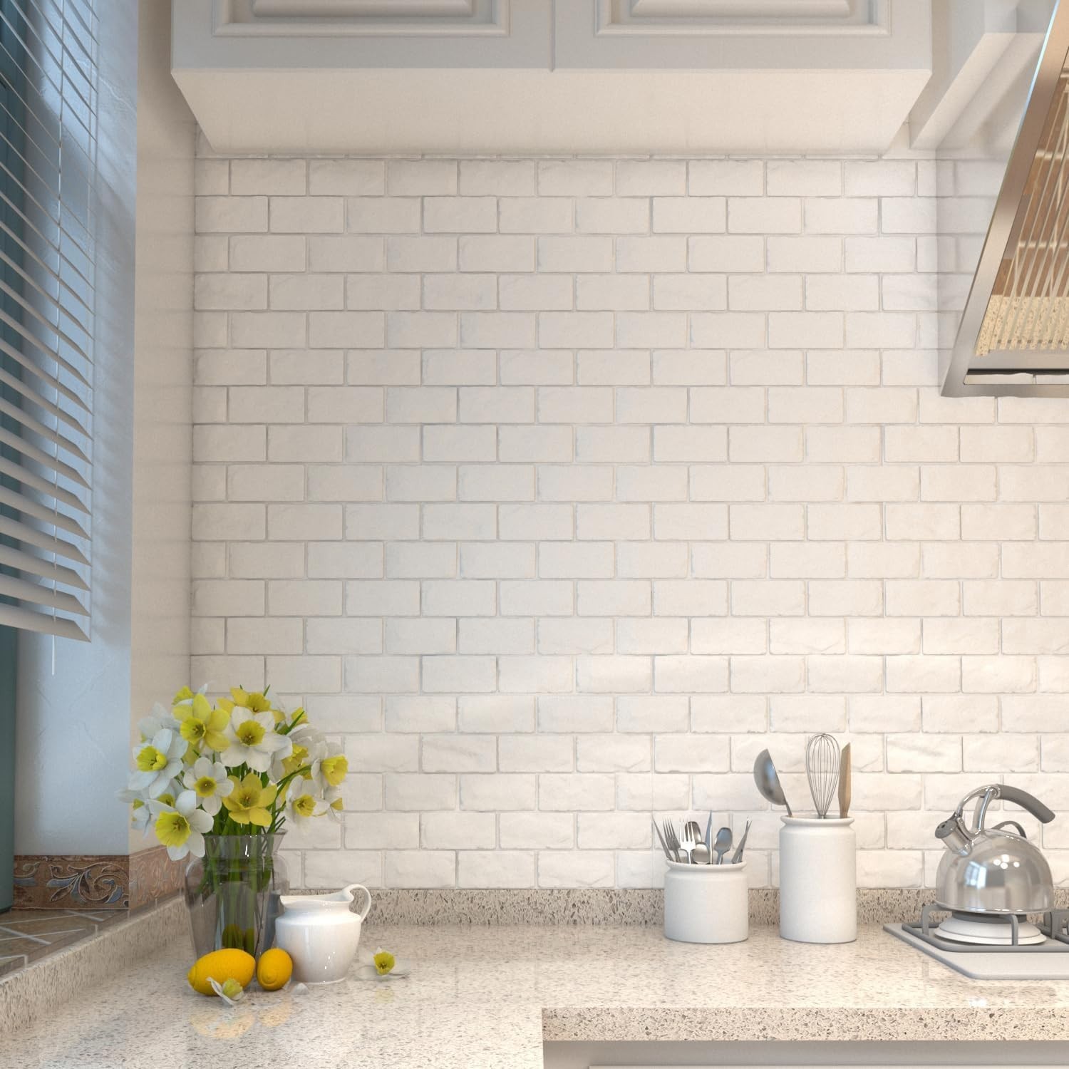 Self-Adhesive 3D White Brick Wall Panels – 29.06 sq ft for Easy Modern Decor