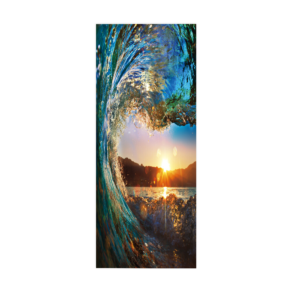 Door, Wall STICKER – Sea Wave Sunset Scenery 3D Waterproof Murals Decal Cover