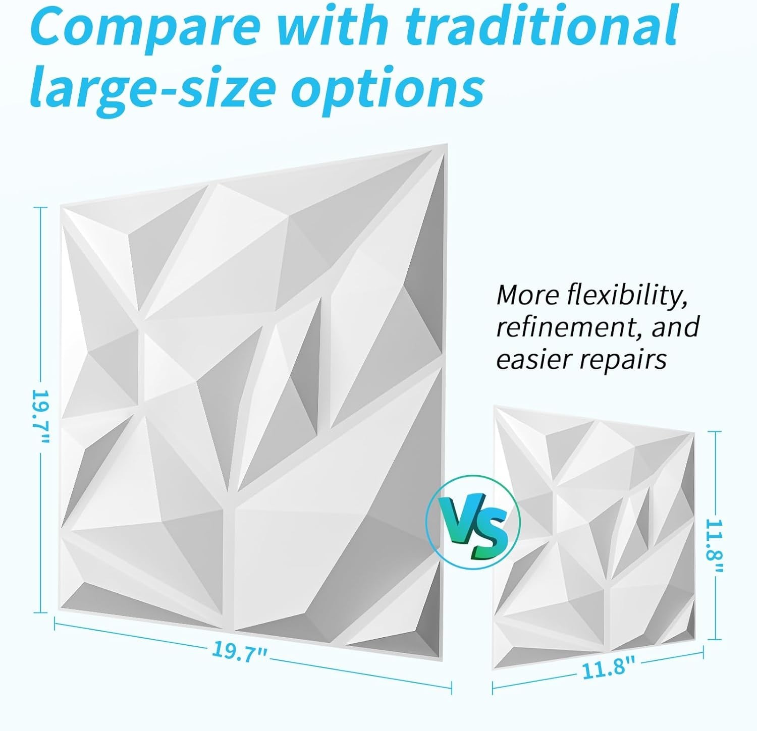 Versatile 20 Pack 3D Wall Panels in Frost White – 19 Sq. Ft. Coverage Included