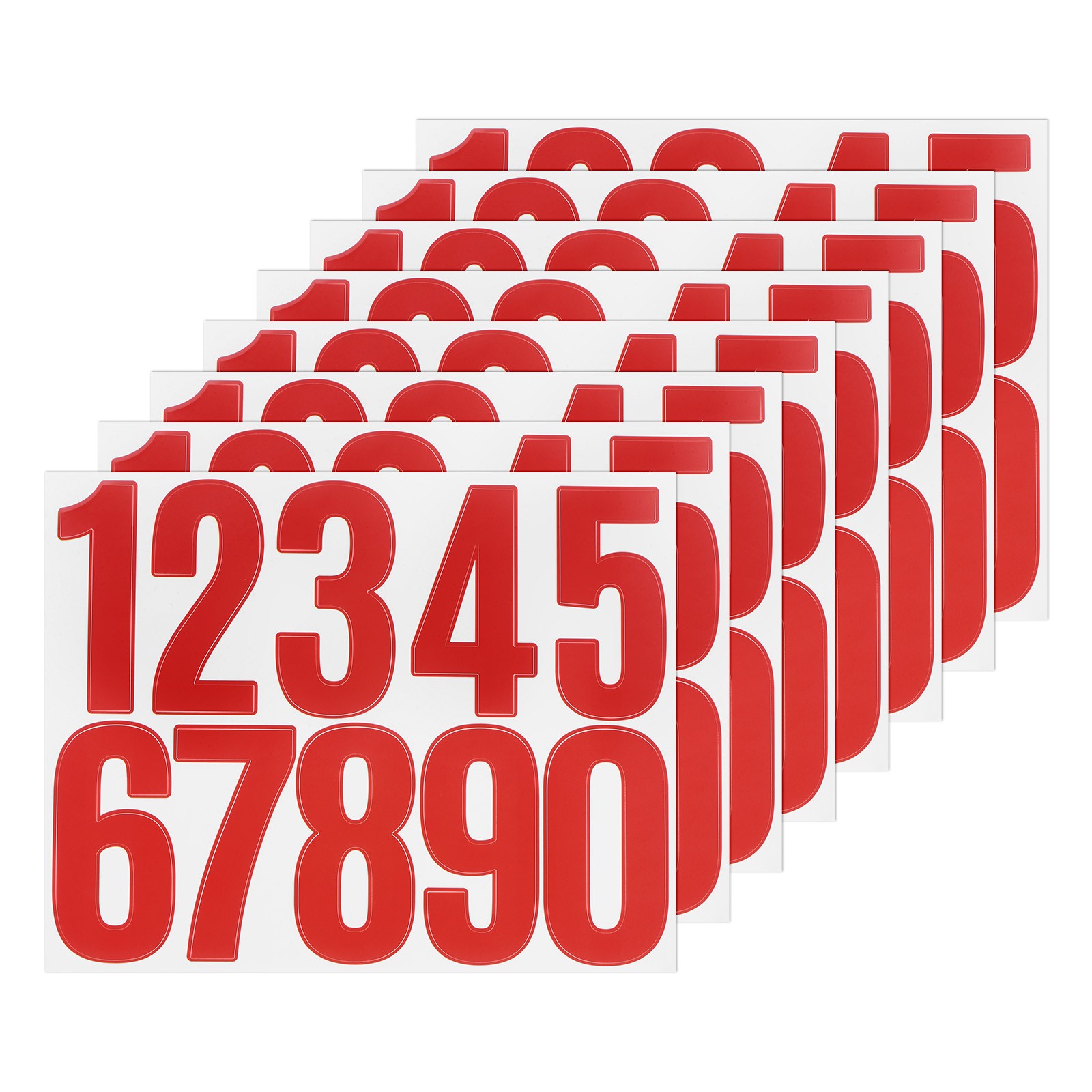 10 Sheets Numeric Stickers, 3″ Stickers with Numbers 0 to 9 [100 Pieces, Red]