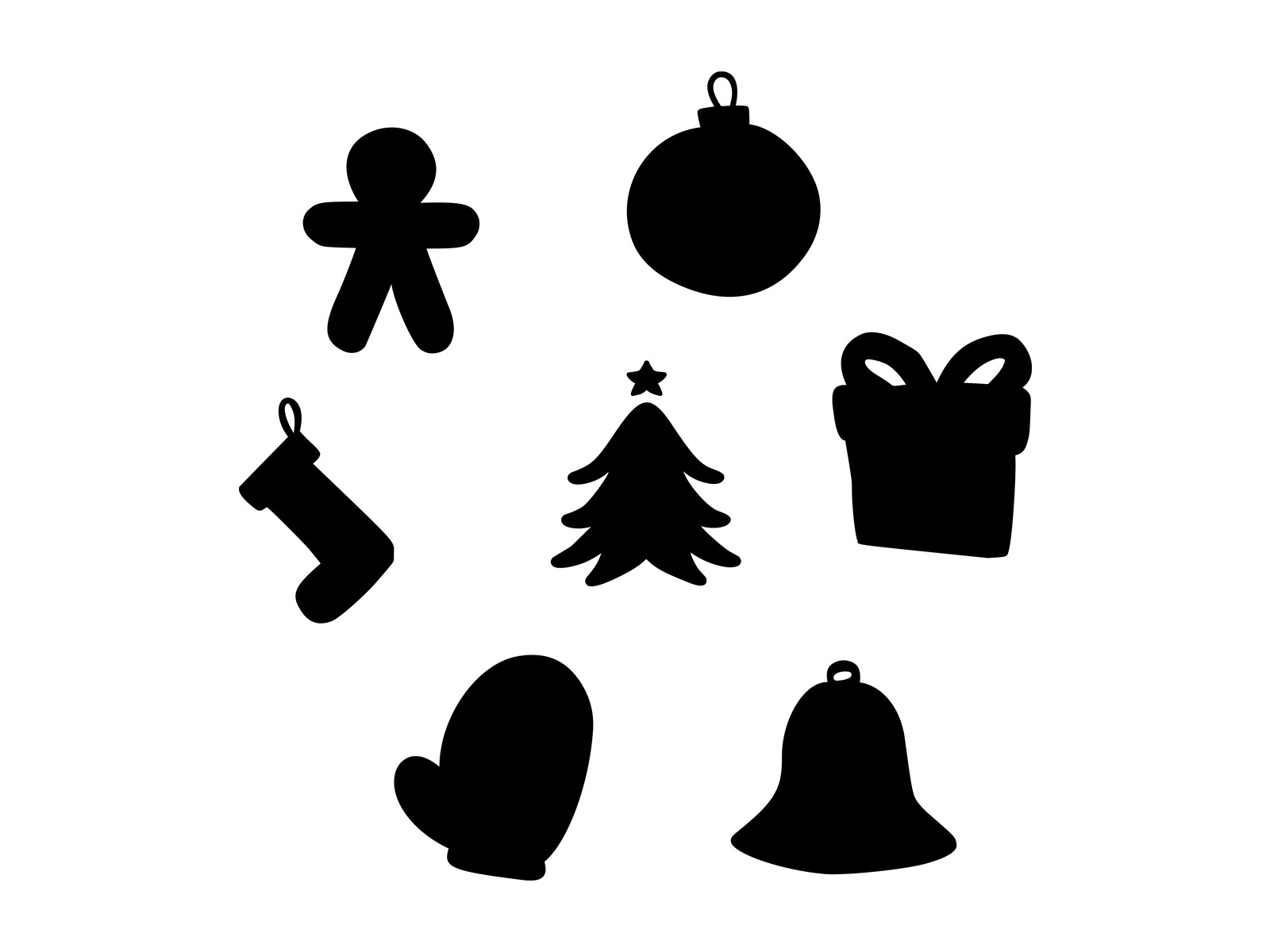 Christmas Shapes Pack (7) Window Vinyl Decals Car Water Bottle Tumbler Sticker