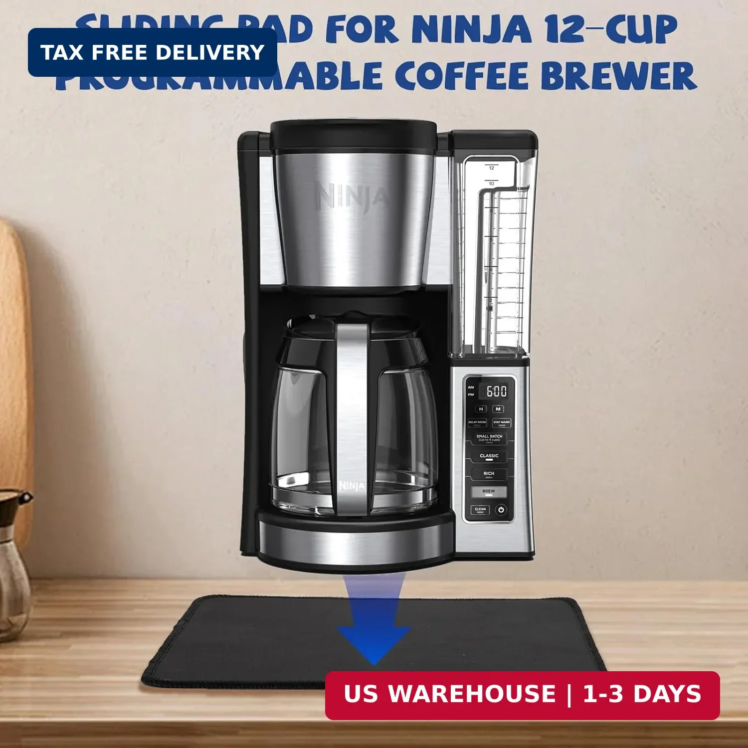 Sliding Pad for Ninja Drip Coffee Maker (13.77″×9.8″)- (Pat for Ninja 12-Cup Pro