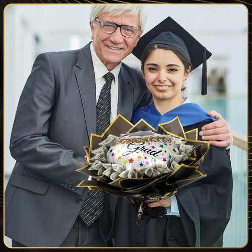 Chunful Graduation Gifts 2026, DIY Money Bouquet for 18 inch, Black and Gold