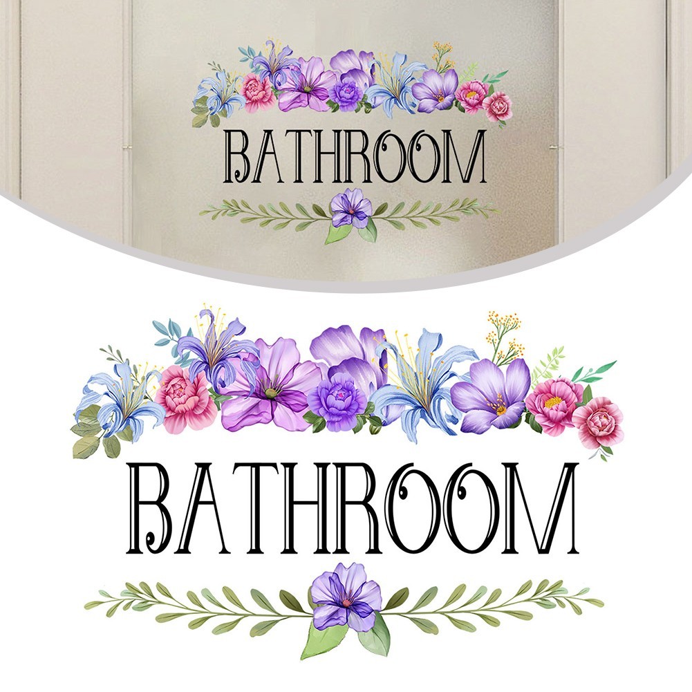 Waterproof Vinyl Wall Sticker Bathroom Door Sign Easy to Apply and Remove