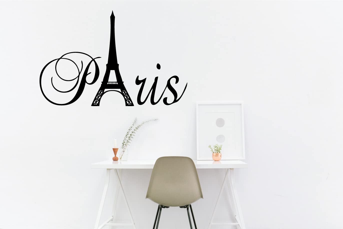 Eiffel Tower Paris Wall Decal – 20″ x 13″ Large Vinyl Silhouette for Girls Ro…