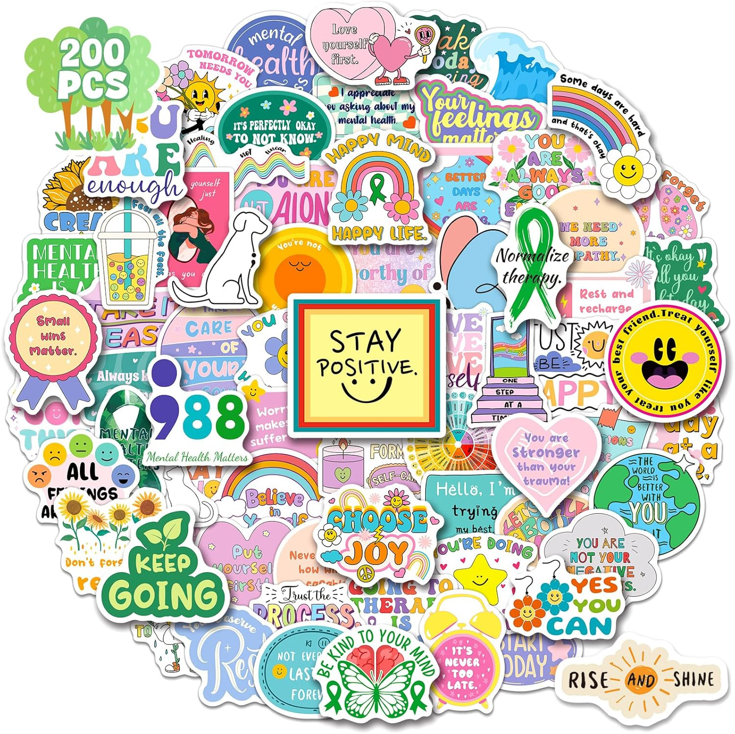 200PCS Mental Health Stickers, Mental Health Matters Awareness Stickers for Kids