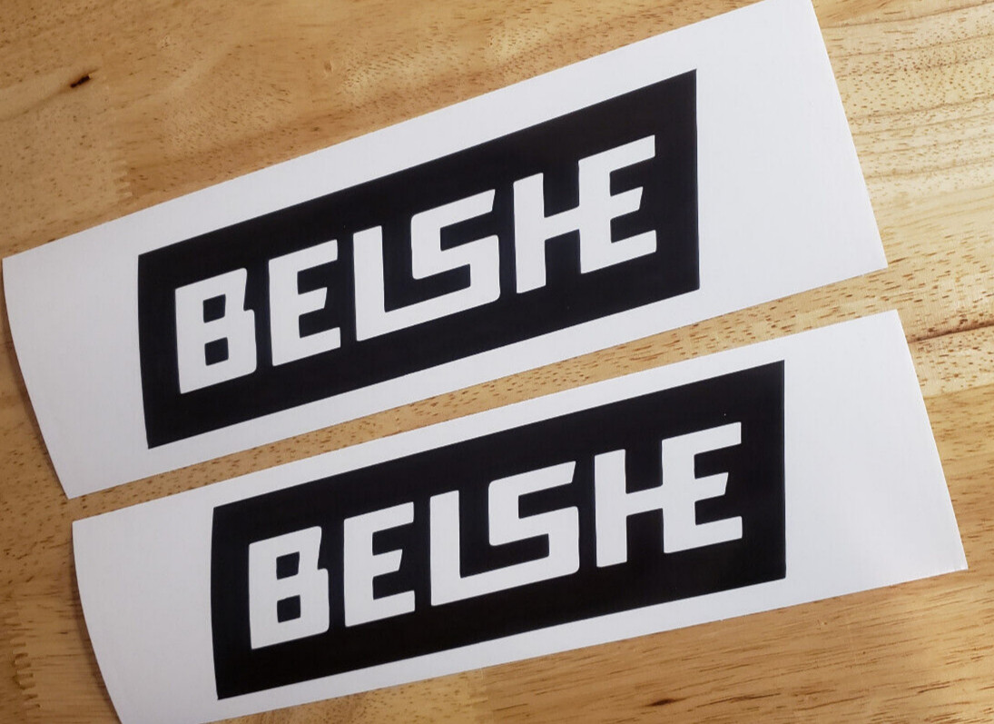 belshe trailer Decals STICKERS replacement (2) 8×2.5″ gloss BLACK USA fast