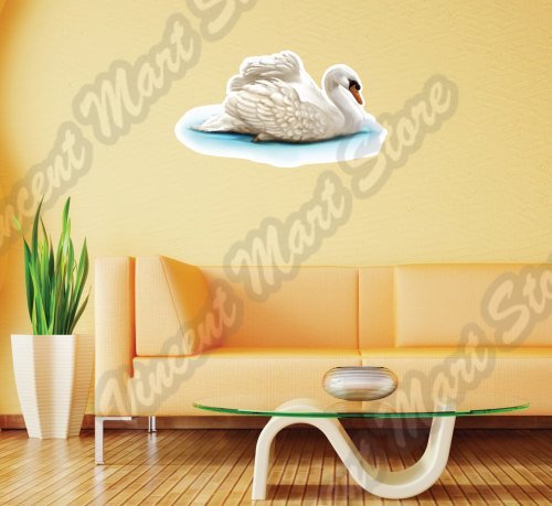Beautiful White Swan Goose Duck Swim Wall Sticker Room Interior Decor 25″X18″