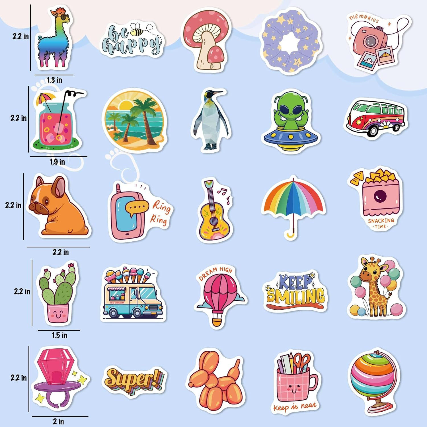 300 PCS Cute Stickers for Kids,Water Bottle Sticker Pack for Teens Girls Boys,Ka