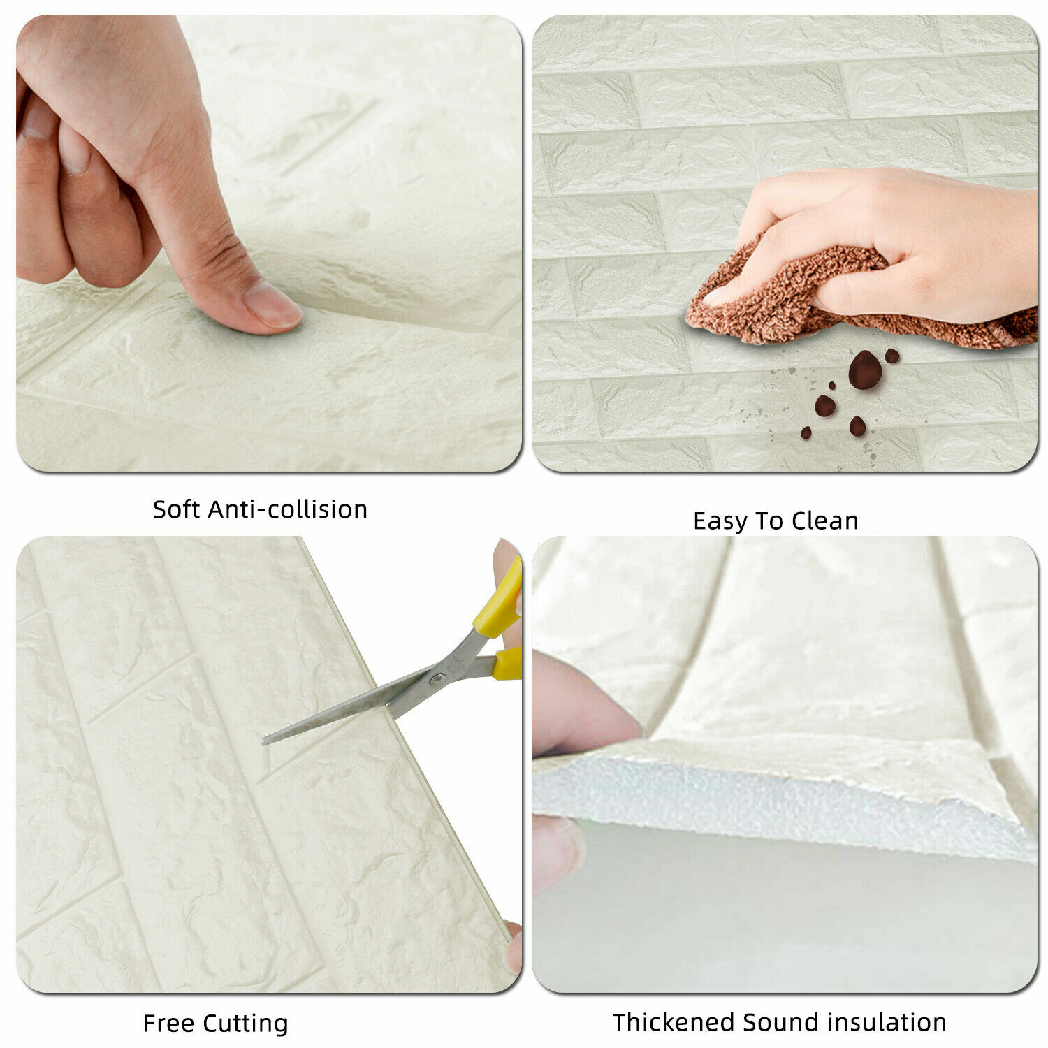 Self Adhesive, 3D, Foam, Wall Panels, Brick White, 31″ x 27.5″