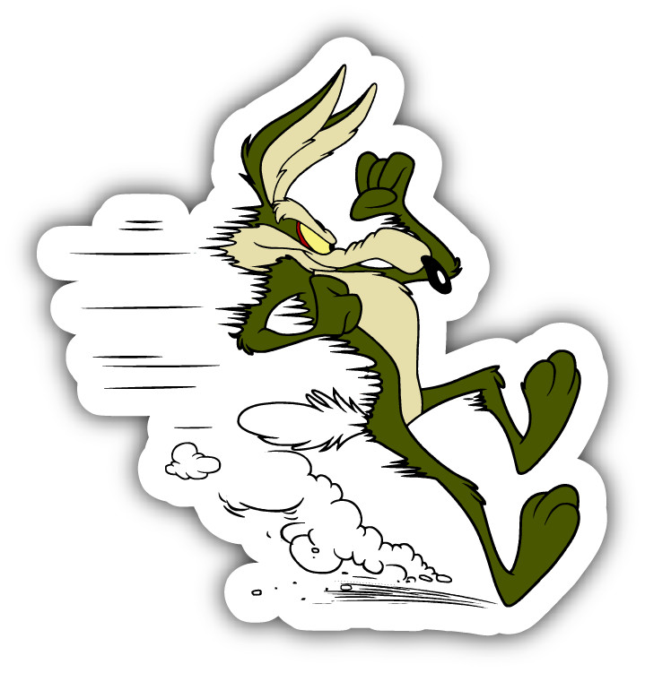 Wile E. Coyote Brakes Cartoon Car Bumper Sticker Decal 5” x 5”