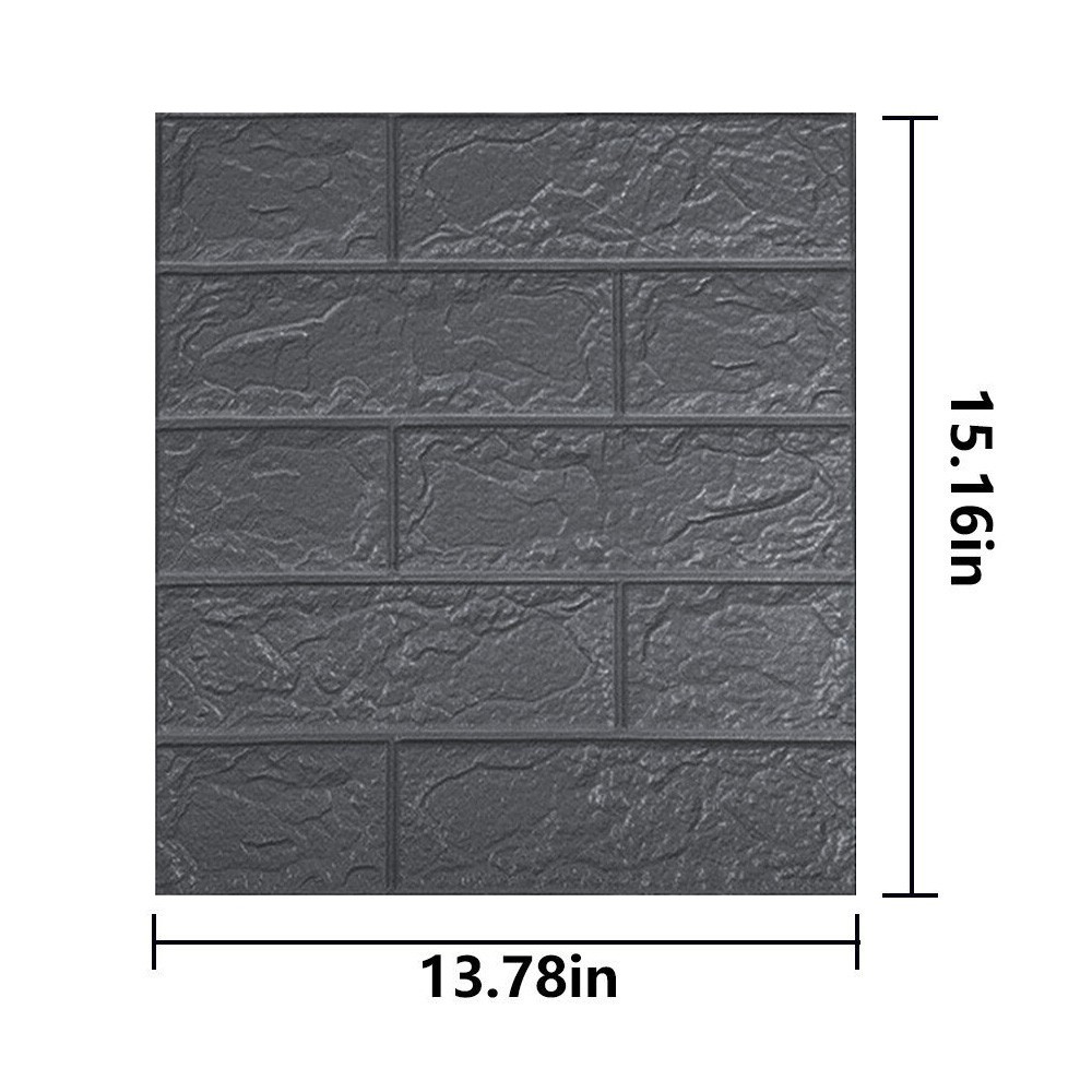 10/20x3D Tile Brick Wall Sticker Dark Gray Self-adhesive Panel Wallpaper 38x35cm