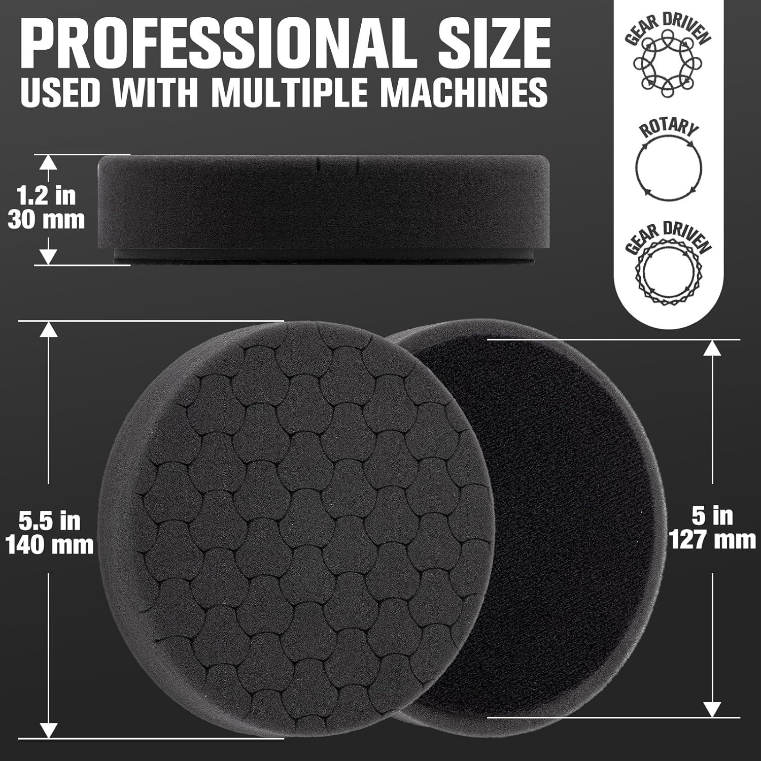 Black Polish Pad 3Pcs 5.5 Inch Face for 5 Inch Buffing Polishing Pads and Woo…