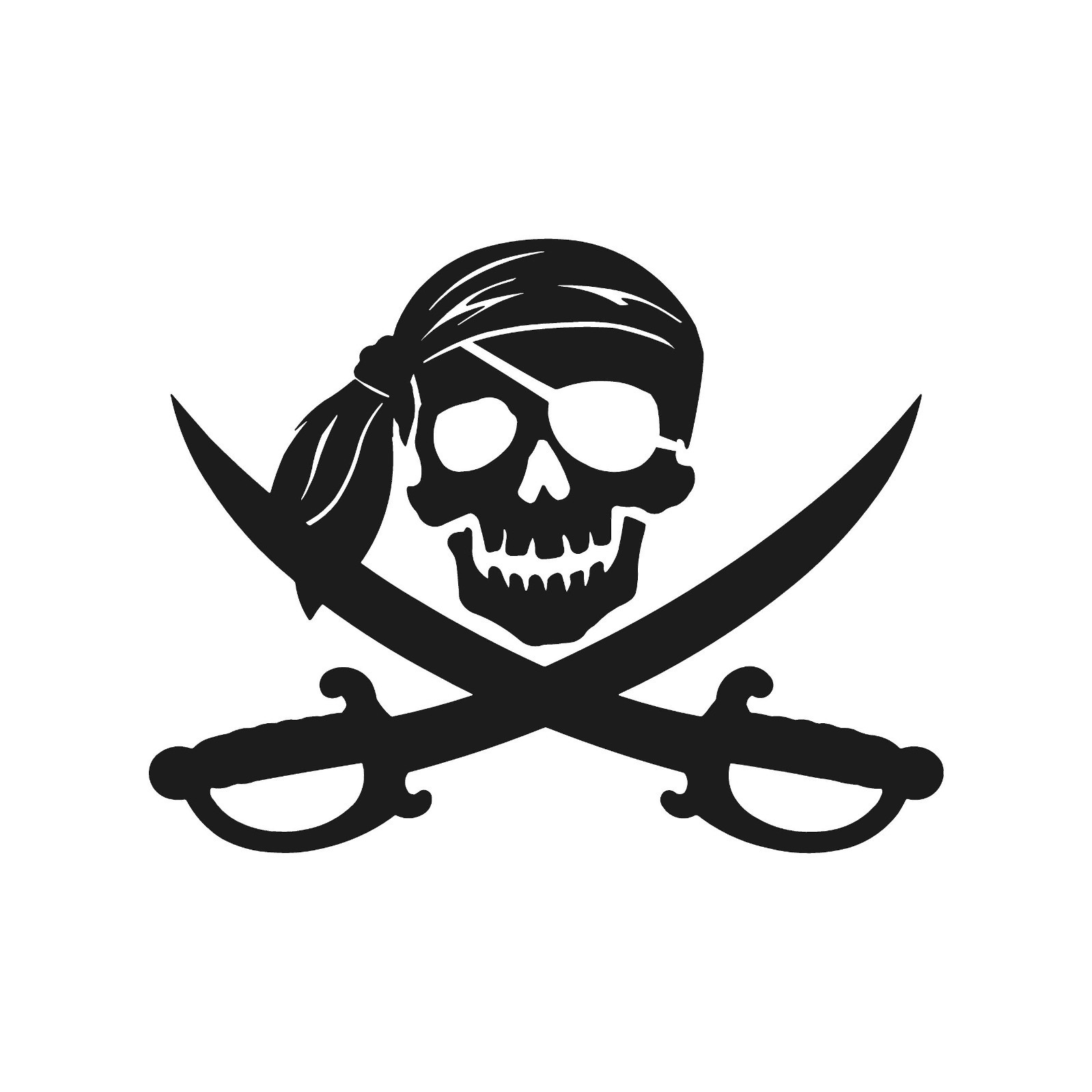 Pirate Skull With Crossed Swords Vinyl Decal Jolly Roger Style Car Sticker