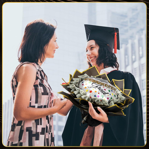 Chunful Graduation Gifts 2026, DIY Money Bouquet for 18 inch, Black and Gold